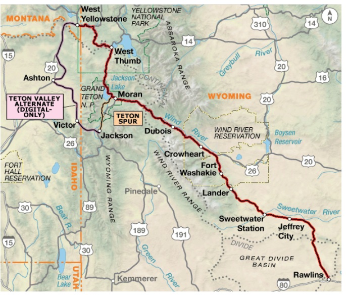 Kaart sectie 5 – West Yellowstone, MT – Rawlins, WY